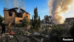 烏克蘭哈爾科夫遭到俄羅斯飛彈襲擊的房屋廢墟。（2024年5月10日）