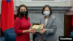 台灣總統蔡英文2022年9月8日會見美國國會代表團團長墨菲(Stephanie Murphy)。（台灣總統府照片）