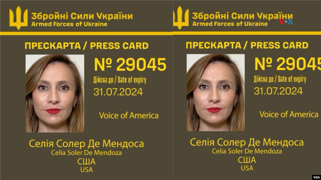Credencial de prensa para poder trabajar como periodista en Ucrania. Kiev, Ucrania, 14 de Febrero de 2024. 
