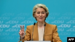 Presidentja e Komisionit Evropian Ursula von der Leyen gjatë takimit të CDU-së në Berlin, 19 shkurt 2024