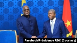 Rais wa DRC Felix Tshisekedi na Rais wa Angola Joao Lourenco mjini Luanda, Februari 27, 2024.