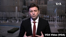 Бујар Османи гостин во Гласот на Америка од студиото во Обединетите нации, Њујорк, 23 февруари 2024 година.