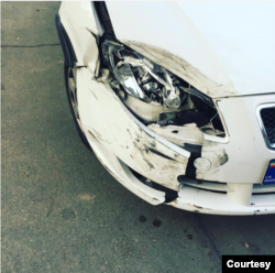 ماشین حسام ملکی پس از اصابت گلوله مأموران در سرکوب اعتراضات سراسری