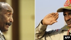 jenerali wa Kikosi cha Msaada wa dharura (RSF) Mohamed Hamdan Daglo (kulia) na Jenerali wa jeshi la Sudan Abdel Fattah al –Burhan ( kushoto). Picha na AFP.