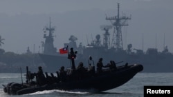 台灣海軍在春節前進行軍事操演。（2024年1月30日）