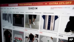 FILE - A page from the Shein website is shown in this photo, in New York, June 23, 2023.