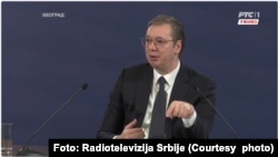 Obraćanje Aleksandra Vučića iz Predsedništva Srbije (Foto: Radiotelevizija Srbije)
