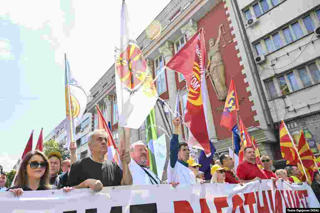  Протест на обединетите синдикати за поголеми работнички права, под мотото &bdquo;Ние работниците&ldquo;. Скопје, 1ви Мај, 2024 &nbsp; 