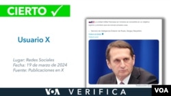 Las declaraciones virales fueron emitidas por el diputado ruso Pyotr Tolstoy y el jefe del servicio de inteligencia exterior, Sergei Naryshkin. Diseño: Mila Cruz.