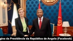 Samantha Power, administradora da USAID, (esq) e João Lourenço, Presidente de Angola (dir), Luanda, Angola, 24 aril 2024
