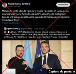 Captura de desinformación en X.