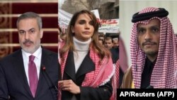  محمد بن عبدالرحمان آل ثانی، وزیر خارجه و صدر اعظم قطر- رانيا العبدالله، ملکهٔ اردن و هاکان فیدان، وزیر خارجهٔ ترکیه