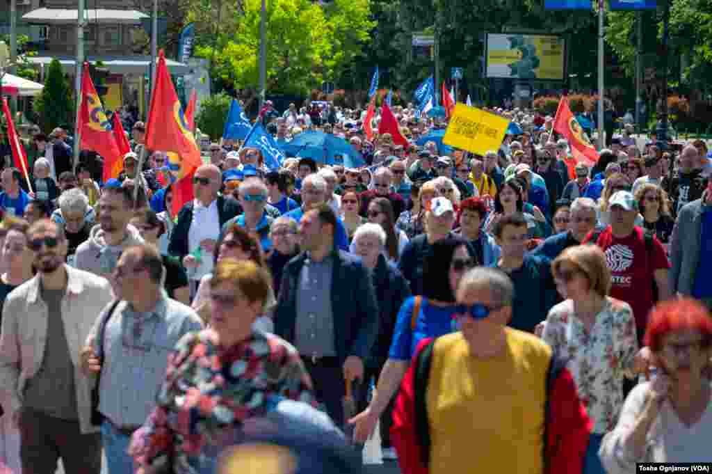 Први мај, Ден на трудот. Протест во Скопје за повисоки плати и за достоинствени работнички права