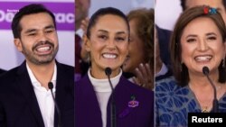De izquierda a derecha, Jorge Álvarez Máynez, Claudia Sheinbaum y Xóchitl Gálvez quienes se disputan la presidencia de México. [Fotos: Archivo/Reuters]