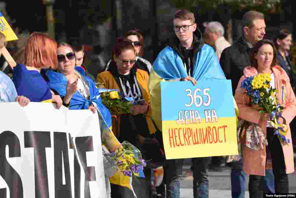 Rally of Ukrainians in Skopje - One year resistance to the Russian aggression 