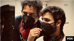 Marcel Rasquin junto a Diego Vicentini durante las grabaciones de Simón.