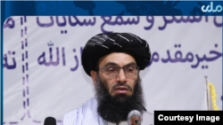 Vice and Virtue Minister Mohammad Khaled Hanafi tells religious scholars they are committed to enforcing 'Islamic hijab' regulations for Afghan women. (Courtesy: Taliban)