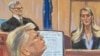 Hope Hicks, former aide to former U.S. President Donald Trump, testifies during Trump's criminal trial before Justice Juan Merchan in Manhattan state court in New York City, May 3, 2024, in this courtroom sketch.