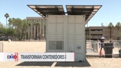 Contenedores que dividían la frontera con México ahora son refugios para el calor extremo en Arizona