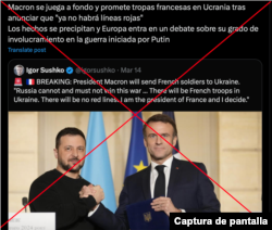 Captura de desinformación en X.