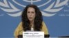 Marta Valiñas, presidenta de la Misión Internacional Independiente de la ONU sobre Venezuela durante una conferencia de prensa en la que comentó aspectos relevantes del cuarto informe divulgado el miércoles. 