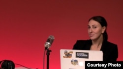 After surviving a suspected poisoning attack in 2022, exiled Russian journalist Irina Babloyan has found solace in continuing to do her job. (Vasily Aleksandrov) 