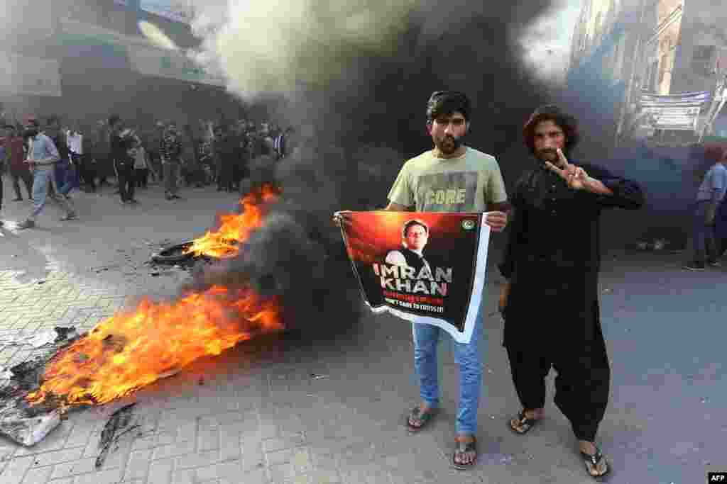 تظاهرات حامیان عمران خان در حیدرآباد