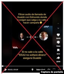 Captura de desinformación en TikTok.
