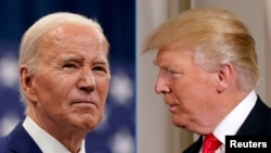 Rais wa Marekani Joe Biden (kushoto) na Rais wa zamani wa Marekani Donald Trump.