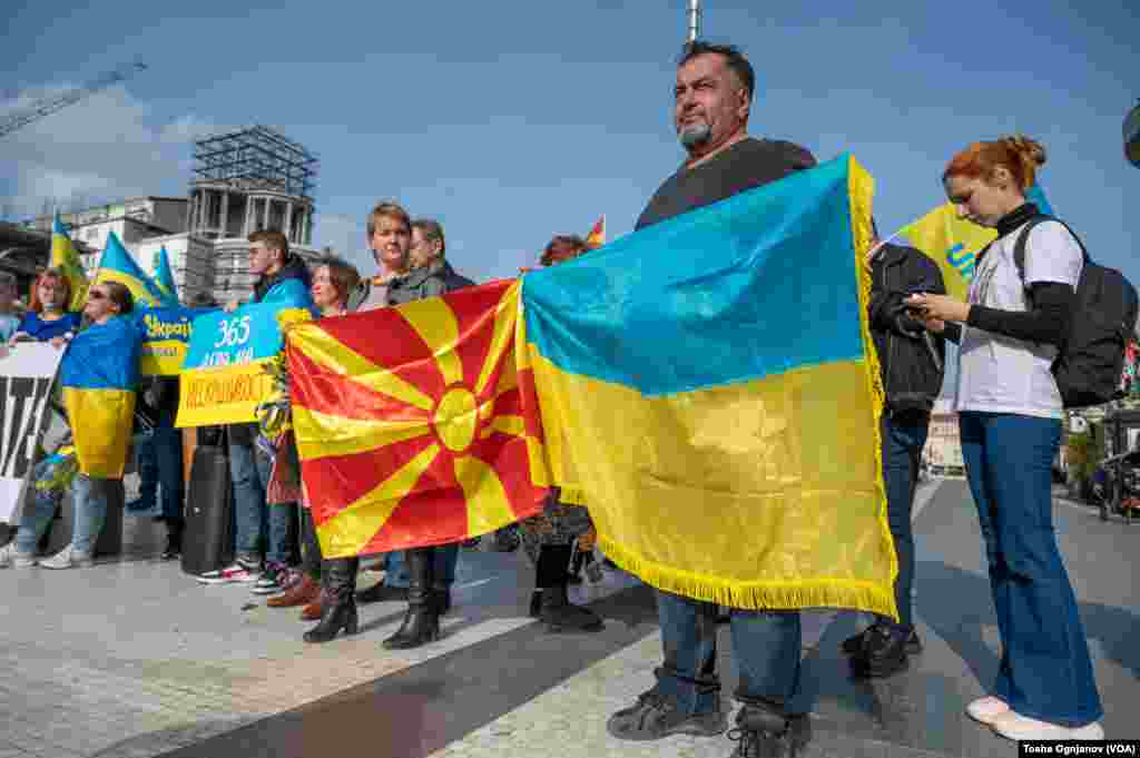 Rally of Ukrainians in Skopje - One year resistance to the Russian aggression 