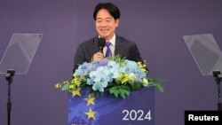 台灣總統賴清德在台北舉辦的台灣-歐洲投資論壇上致詞。 （2024年11月18日）