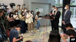 Michael Cheuk, Under Secretary for Hong Kong's Security Bureau speaks during a press conference held at the Immigration Department in Hong Kong, Thursday, Aug. 18, 2022. 