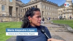 María Alejandra López, visitantes en la Plaza Núñez, en Bogotá.