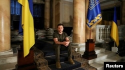 Ukrainian President Volodymyr Zelenskyy poses after an interview with Reuters in Kyiv, Ukraine, March 1, 2022. 