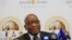 FILE - Former South African President Jacob Zuma speaks during a press conference at The Maslow Hotel in Sandton, Johannesburg commercial hub, Oct. 22, 2022.