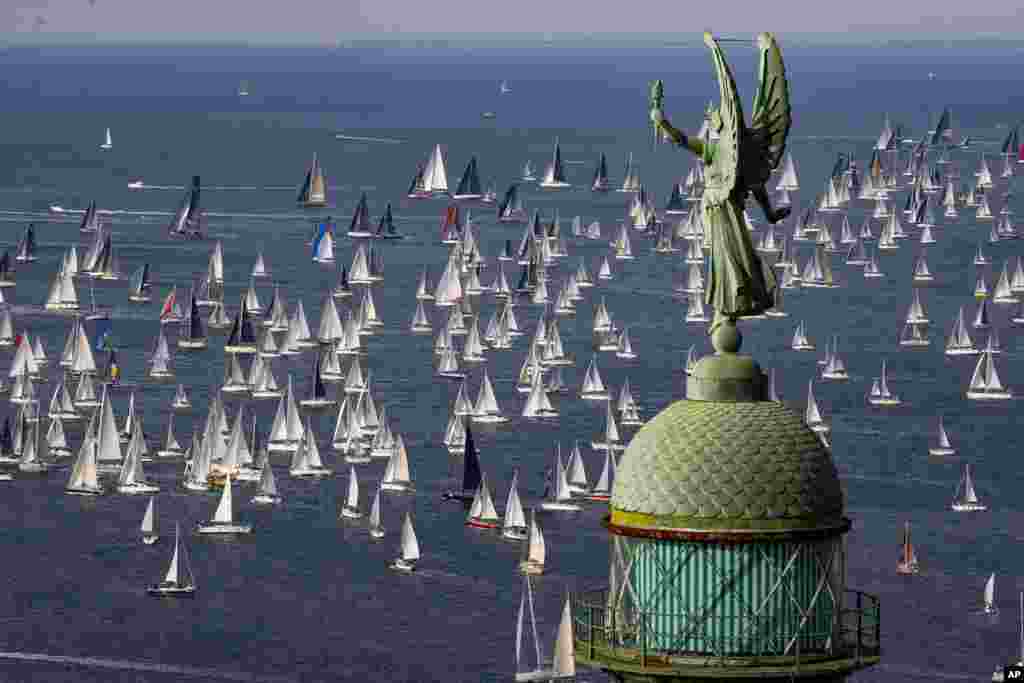Sailing boats participate in the 54th edition of the traditional "Barcolana" regatta, in the Gulf of Trieste, north-eastern Italy.