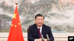 Rais wa China Xi Jinping akihutubia kongamano la Bo'ao kuhusu Asia kupitia kwa njia ya video kutoka Hainan April 21, 2022. PICHA: AP