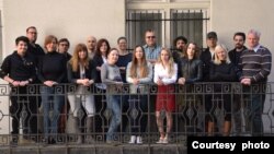 Staff at the Hungarian investigative news outlet Atlatszo. (Courtesy Atlatszo)