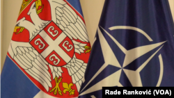 Zastave Republike Srbije i NATO, Foto: VOA