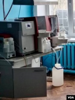 Machine in Ukrainian "Ecocenter" nuclear lab after Russian occupation, Chernobyl, April. 5, 2022. (Photo courtesy Evgen Kramarenko)