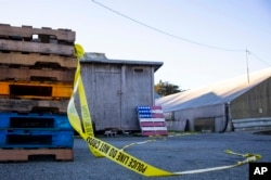 加利福尼州半月灣槍擊現場附近的警戒線。(2023年1月24日)