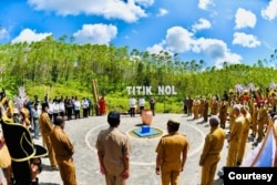 Presiden Joko Widodo di Titik Nol, IKN di Kabupaten Panajam Paser Utara, Kalimantan Timur, 14 Maret 2022. (Biro Setpres)