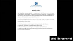 Hospital Albert Einstein, em São Paulo, divulgou boletim médico confirmando a morte de Pelé nesta quinta-feira