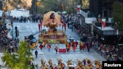 The Tom Turkey float is seen during the 96th Macy's Thanksgiving Day Parade in Manhattan, New York City, Nov. 24, 2022. 