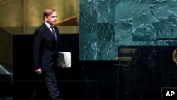 Prime Minister Shahbaz Sharif of Pakistan arrives to address the 77th session of the U.N. General Assembly, Sept. 23, 2022, at the U.N. headquarters.