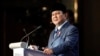 Menteri Pertahanan Indonesia Prabowo Subianto memberikan sambutan pada forum tahunan pertahanan dan keamanan Asia, International Institute for Strategic Studies (IISS) ke-19, Shangri-la Dialog, di Singapura, Sabtu, 11 Juni 2022. (AP Photo/Danial Hakim)