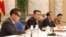 FILE - This undated picture released June 24, 2022, by the Korean Central News Agency shows North Korean leader Kim Jong Un, center, attending a meeting of the Eighth Central Military Commission of the Workers' Party of Korea in Pyongyang.