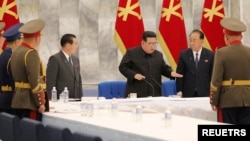 North Korean leader Kim Jong Un attends a convocation of the Expansion of the Central Military Commission of the Workers' Party of Korea in this photo released by the country's Korean Central News Agency (KCNA) June 23, 2022.