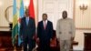 Presidente do Ruanda, Paul Kagame (Esq), Presidente de Angola, João Lourenco (Cen) e Presidente da República Democrática do Congo Felix Tshisekedi (Esq) em Luanda, 6 julho 2022