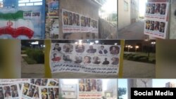 Təbriz və Ərdəbil şəhərlərində milli fəalların azad edilməsi çağırışları ilə hazırlanmış plakatlar